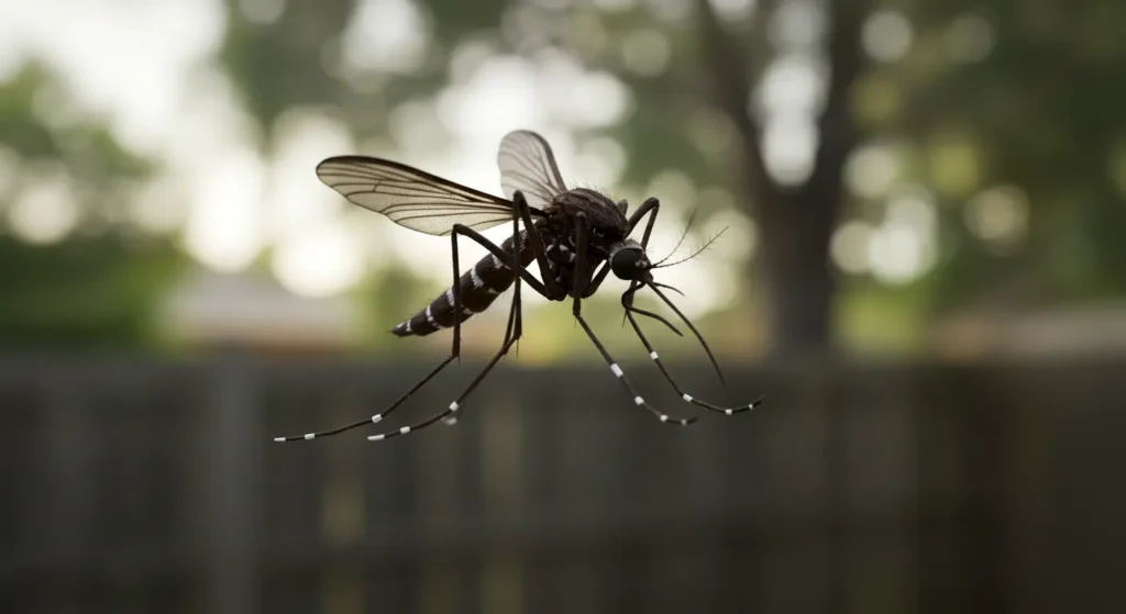 Mosquito in focus at a backyard setting in Banora Point NSW.